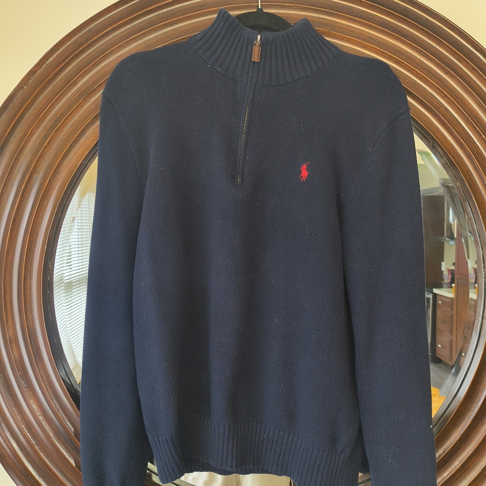 Polo by Ralph Lauren Men's Dark Blue Zip-Up Sweater